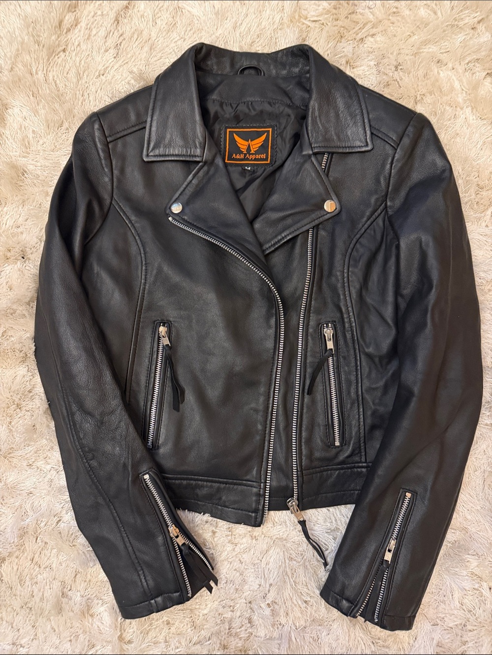 Women's Black Leather Biker Jacket